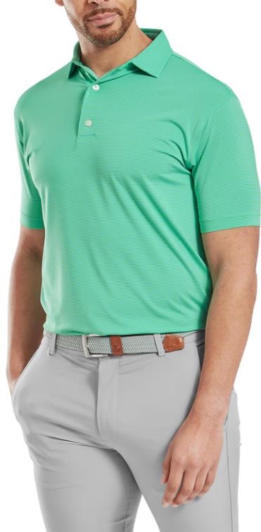 FootJoy Micro Feeder Stripe Lisle męskie polo, lagoon/mint