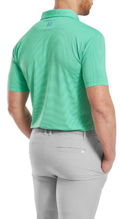 FootJoy Micro Feeder Stripe Lisle męskie polo, lagoon/mint
