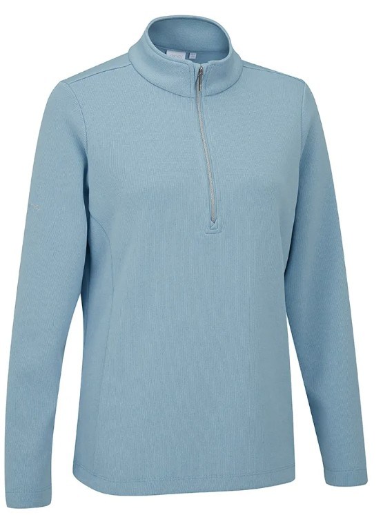 Ping Lyla half zip ribbed damska bluza fleece, niebieska