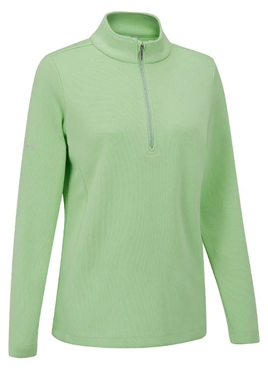 Ping Lyla half zip ribbed damska bluza fleece, jasnozielona