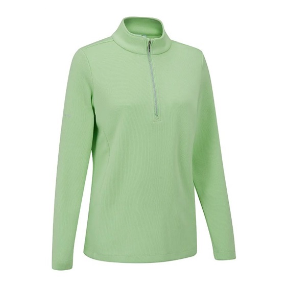 Ping Lyla half zip ribbed damska bluza fleece, jasnozielona