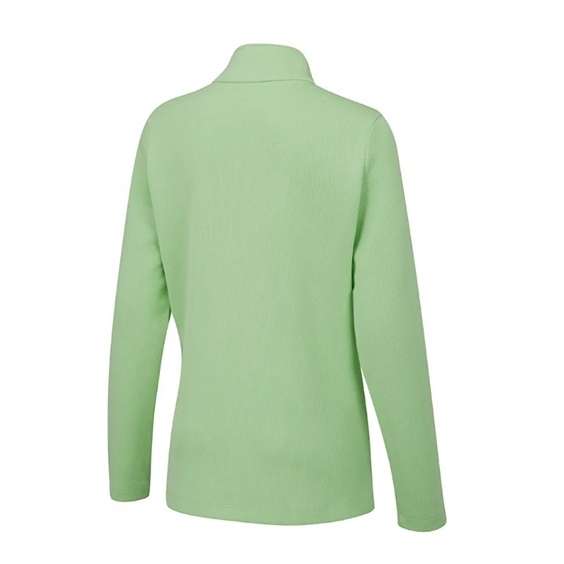 Ping Lyla half zip ribbed damska bluza fleece, jasnozielona