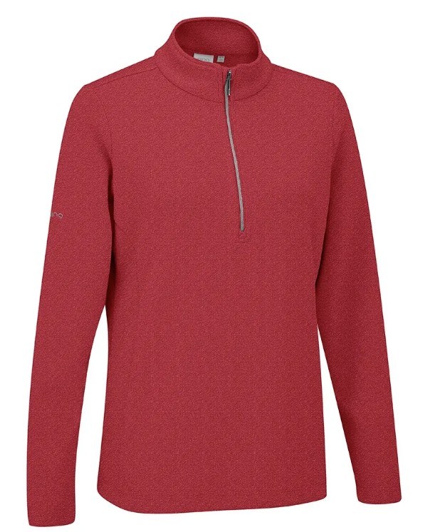 Ping Lyla half zip ribbed damska bluza fleece, czerwona