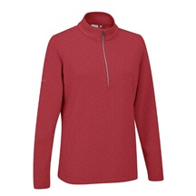 Ping Lyla half zip ribbed damska bluza fleece, czerwona