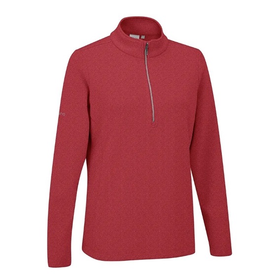 Ping Lyla half zip ribbed damska bluza fleece, czerwona