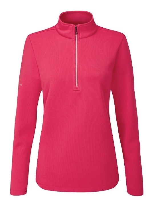 Ping Lyla half zip ribbed damska bluza fleece, różowa
