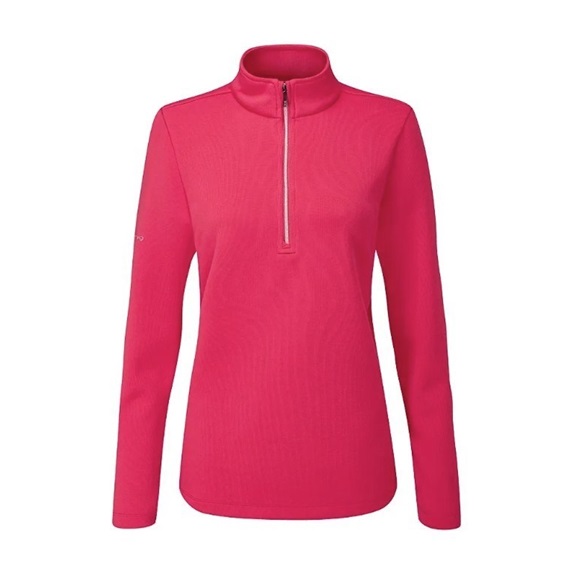 Ping Lyla half zip ribbed damska bluza fleece, różowa