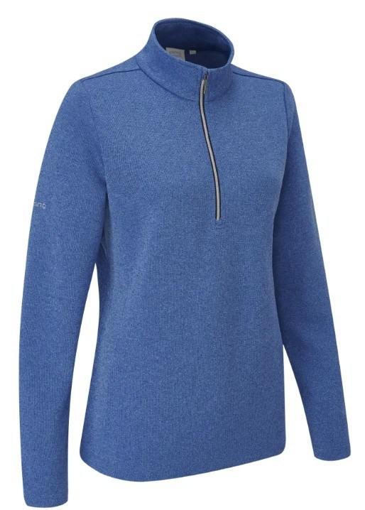 Ping Lyla half zip ribbed damska bluza fleece, niebieska