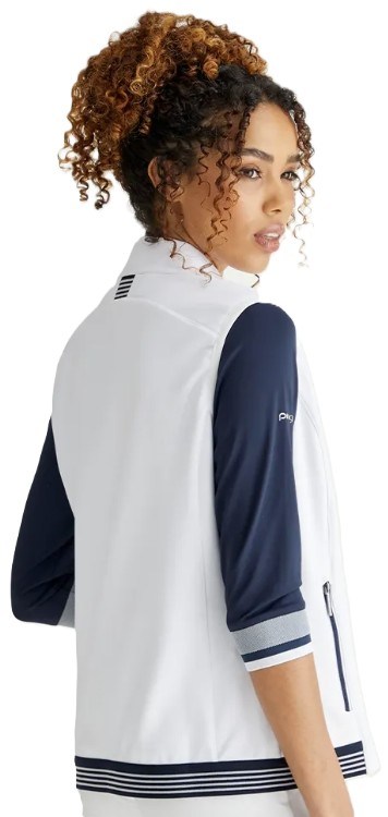 PING Dot Fleece damska kamizelka, biało/granatowa