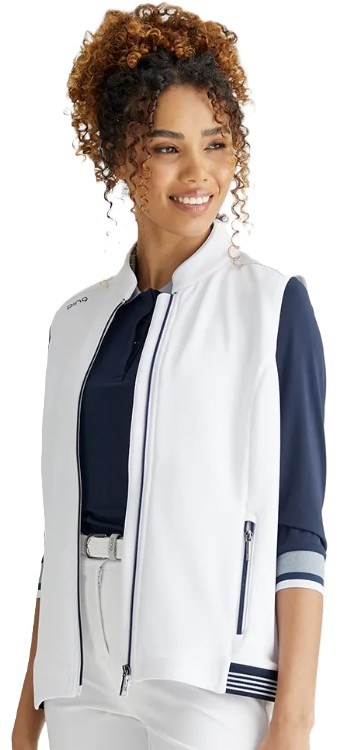 PING Dot Fleece damska kamizelka, biało/granatowa