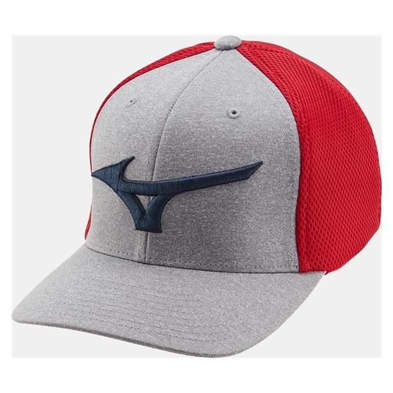 Mizuno Fitted Meshback męska czapka z daszkiem, czerwono/granatowa