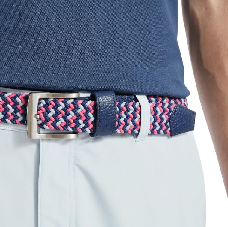 FootJoy Braided pasek męski, dark denim/pink lemonade/skyway