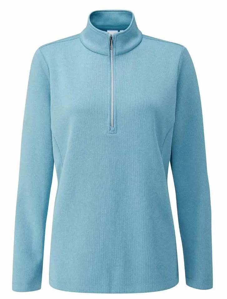 Ping Lyla half zip ribbed damska bluza fleece, tranquil blue marl