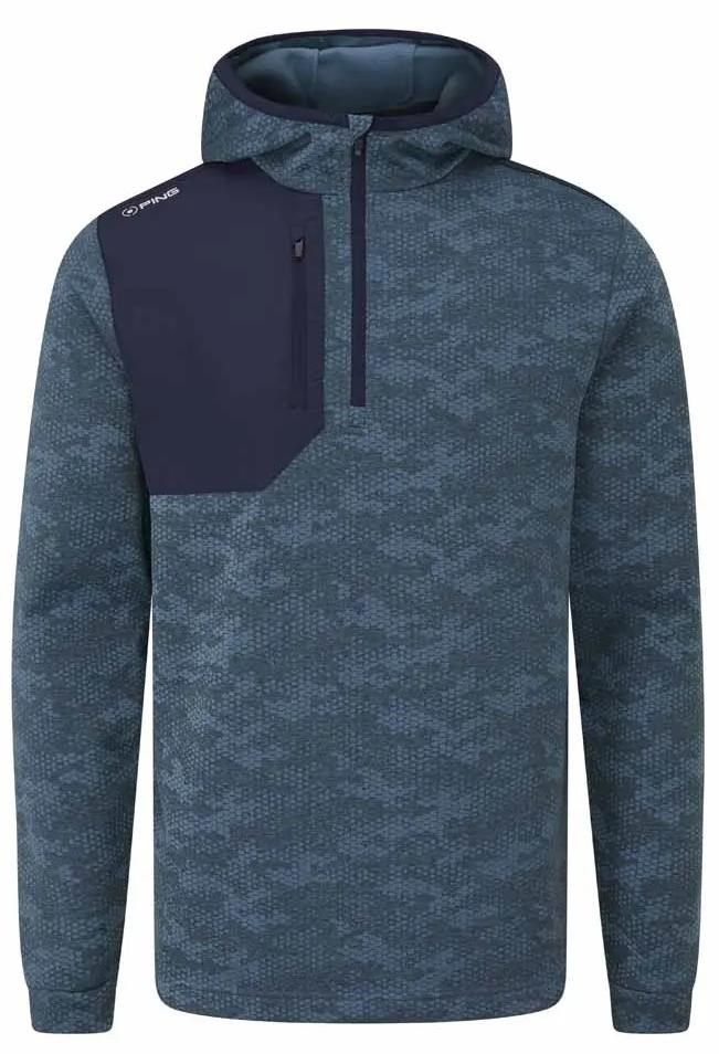Ping Nexa Hooded half zip fleece męska bluza, blue fusion/navy