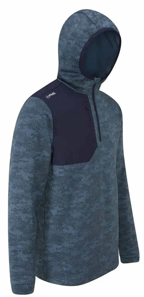 Ping Nexa Hooded half zip fleece męska bluza, blue fusion/navy
