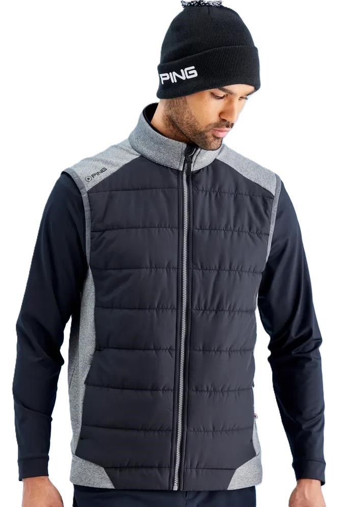 Ping Aiden Hybrid fleece męska kamizelka polarowa, asphalt marl/black
