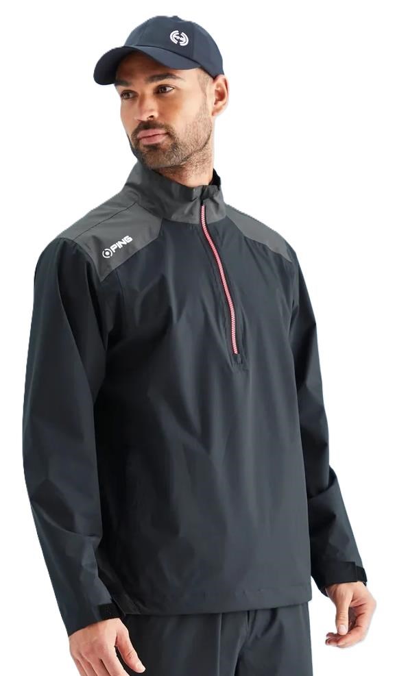 Ping AquaDrive Half-Zip waterproof męska kurtka wodoodporna, black/asphalt