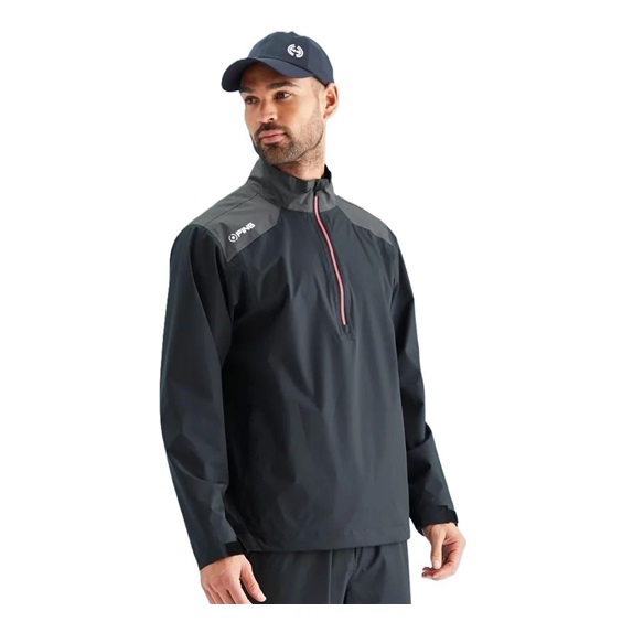 Ping AquaDrive Half-Zip waterproof męska kurtka wodoodporna, black/asphalt
