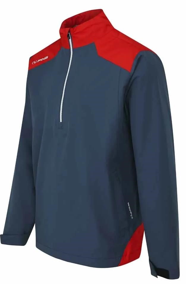 Ping AquaDrive Half-Zip waterproof męska kurtka wodoodporna, oxford blue/classic red