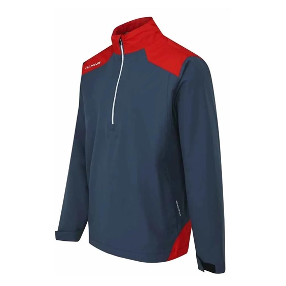 Ping AquaDrive Half-Zip waterproof męska kurtka wodoodporna, oxford blue/classic red