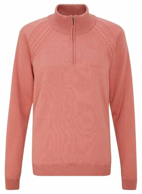 Ping Melodie Half-zip lined damski sweter, muted pink