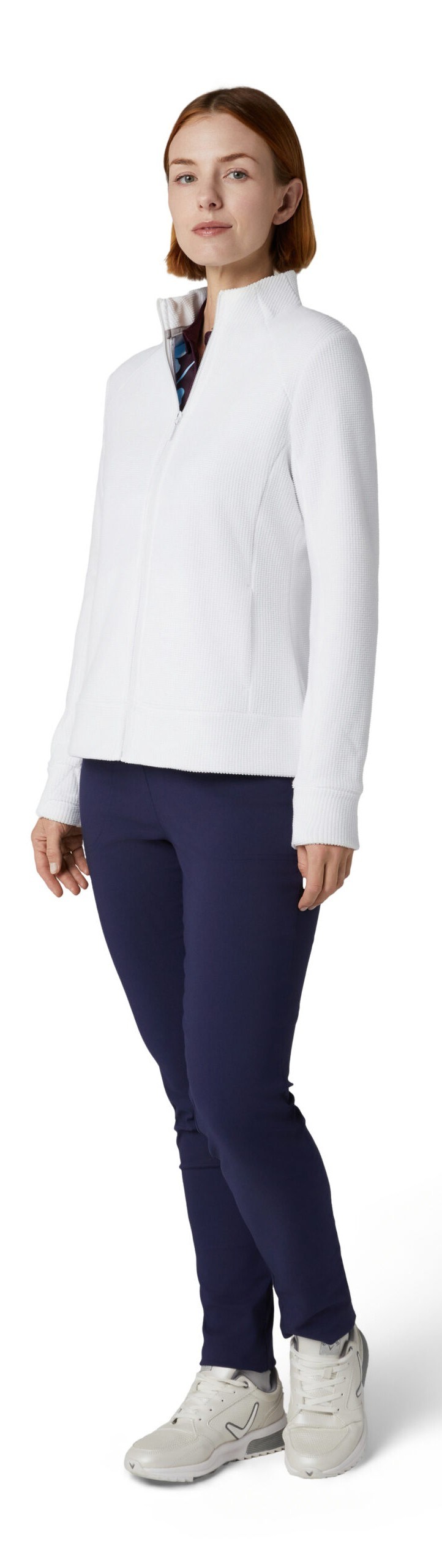 Callaway Stretch Waffle Knit Fleece damska kurtka, biała