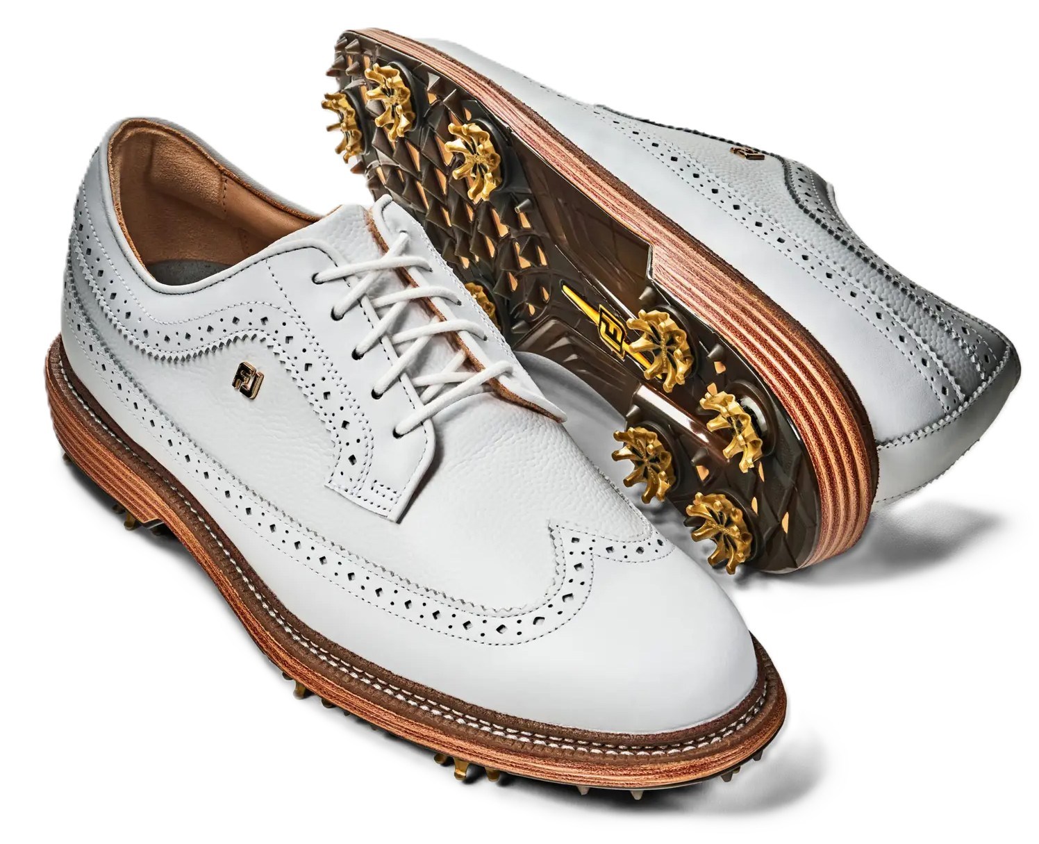 FootJoy Premiere Series Marquis mens golf shoes, white/brown