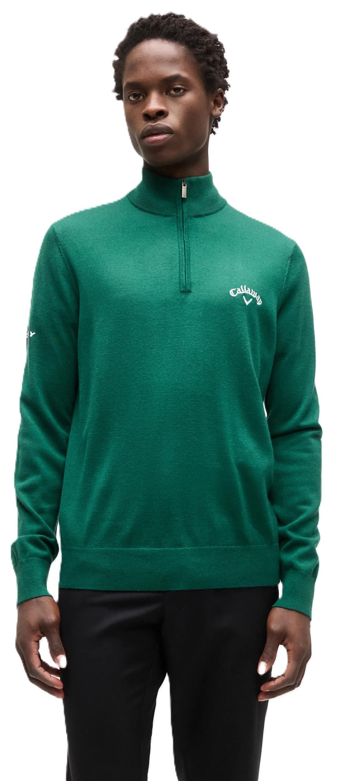 Callaway 1/4 Zip Mock męski sweter, deep galapagos green