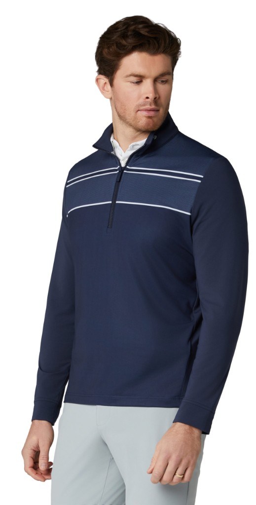 Callaway Blocked Printed Chev Textured męska bluza, granatowa