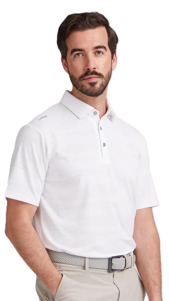 Ping Claude Camo Mesh męskie polo, białe