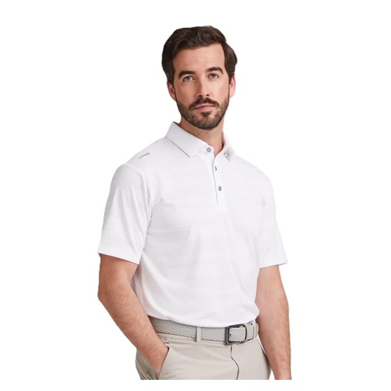 Ping Claude Camo Mesh męskie polo, białe