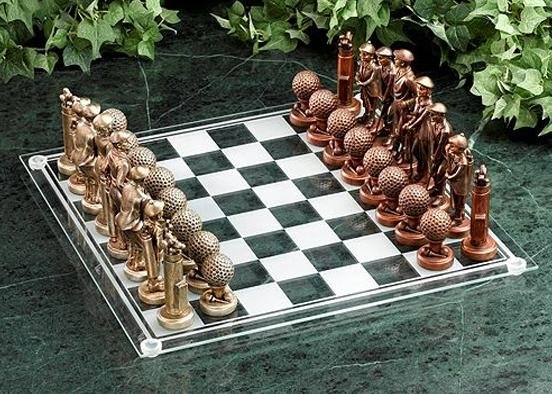GG Golf Theme Glass Chess Set