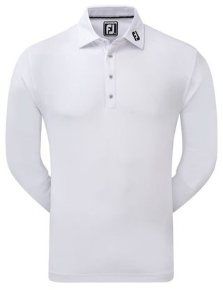 FootJoy Thermocool Self męskie polo z długim rękawem, białe
