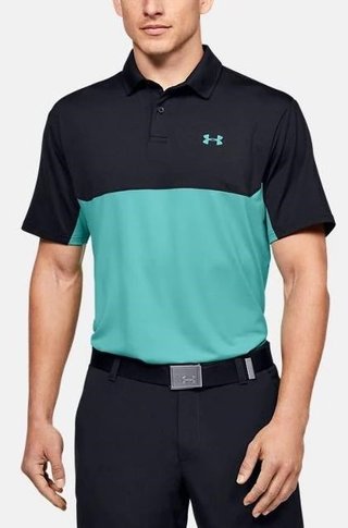 Under Armour Performance 2.0 Colourblock męskie polo golfowe, czarne/radial turquoise