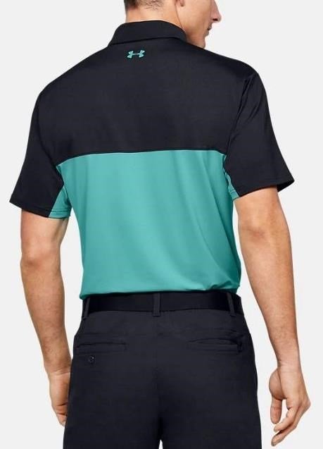 Under Armour Performance 2.0 Colourblock męskie polo golfowe, czarne/radial turquoise