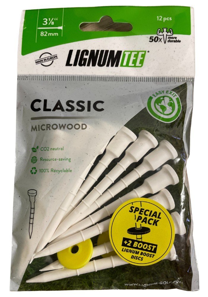 Lignum Tee plastikowe tee 82mm, 10szt., białe + dysk