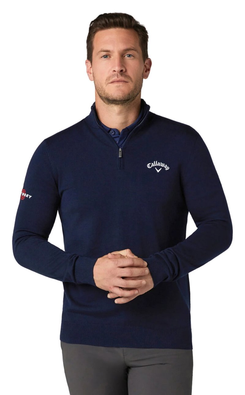 Callaway 1/4 Blended Merino męski sweter, granatowy