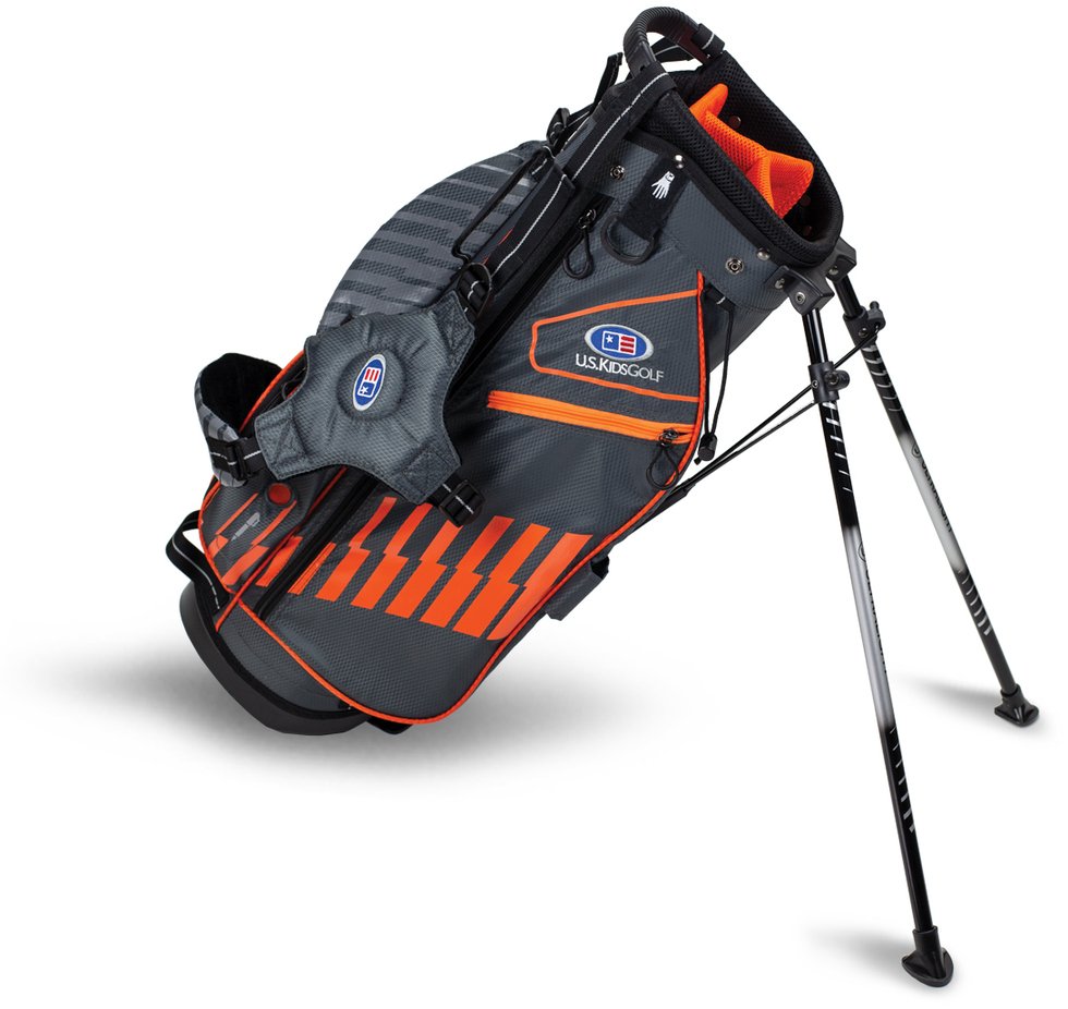 2022 U.S. Kids Golf UL51 (130 cm) WT20-s junior stand bag, szaro/pomarańczowy