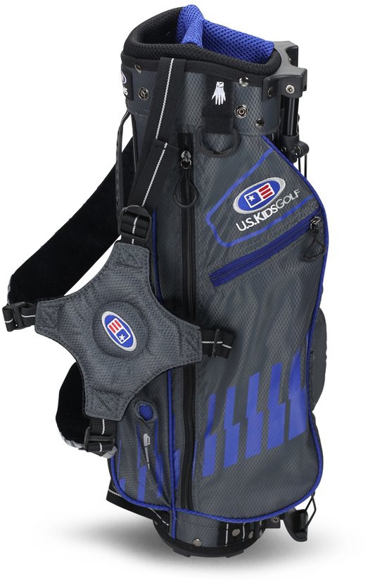 2022 U.S. Kids Golf UL45 (114 cm) WT25-s junior stand bag, szaro/niebieski