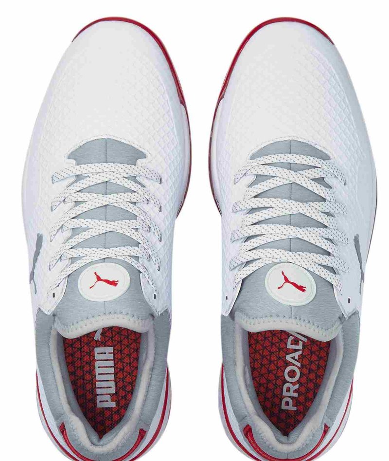 Puma Proadapt Alphacat  męskie buty golfowe, biało/srebrno/czerwone