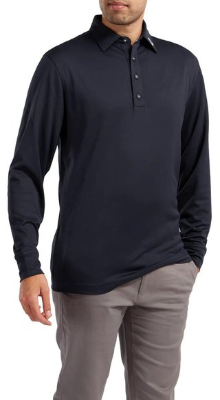 FootJoy Thermocool Self męskie polo z długim rękawem, granatowe