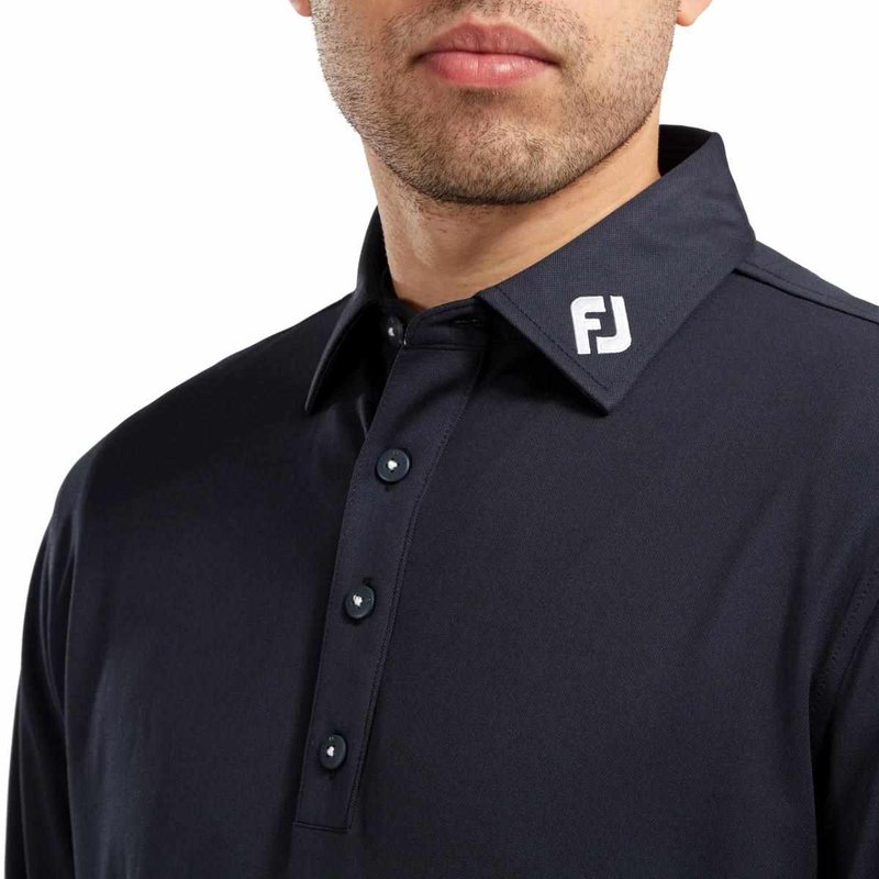 FootJoy Thermocool Self męskie polo z długim rękawem, granatowe