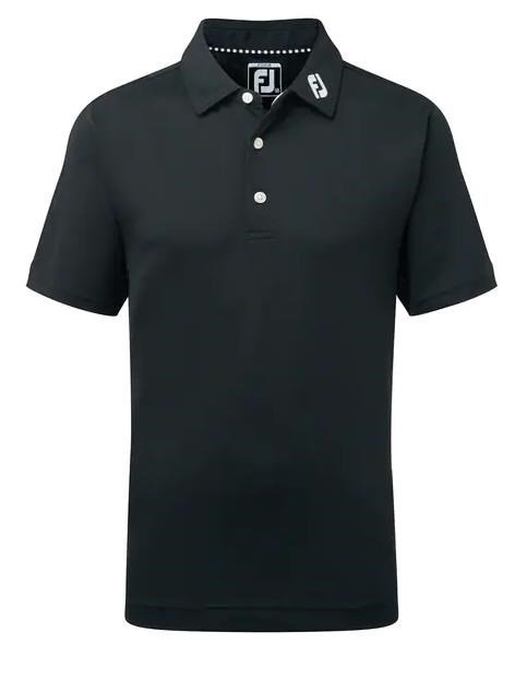 Footjoy Stretch Pique Solid dziecięce polo, czarne