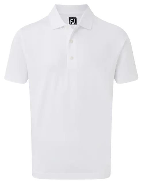 FootJoy Stretch Pique Solid Rib Knit Collar męskie polo, białe