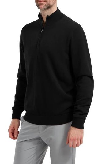 FootJoy Wool Blend Lined 1/2 Zip męski sweter, czarny