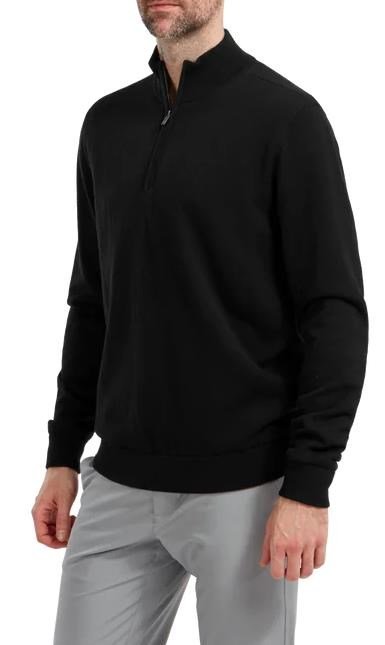 FootJoy Wool Blend Lined 1/2 Zip męski sweter, czarny