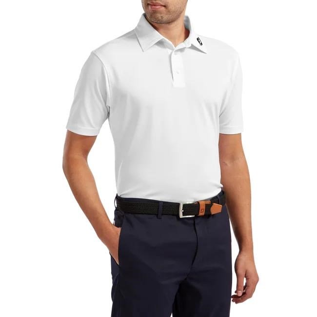 FootJoy Stretch Pique Solid Athletic Fit męskie polo, białe