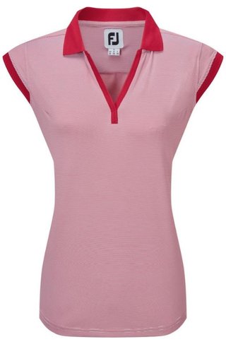 FootJoy End on End Striped Lisle sleeveless damskie polo, czerwono/białe
