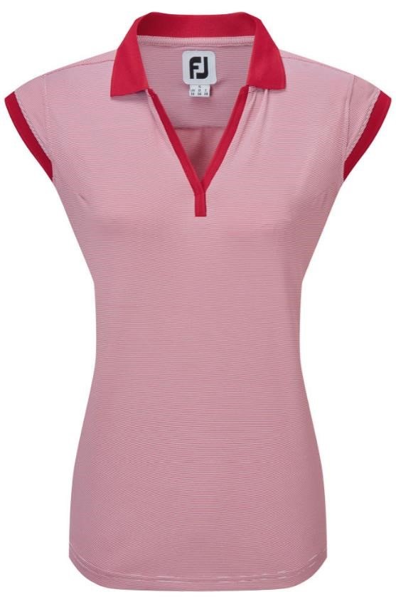 FootJoy End on End Striped Lisle sleeveless damskie polo, czerwono/białe