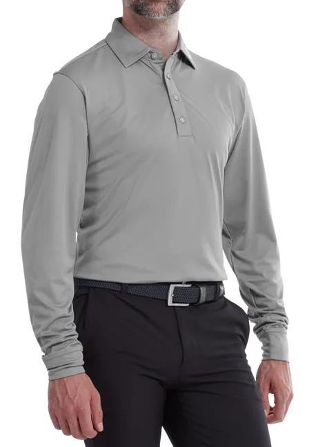 FootJoy Thermocool Self męskie polo z długim rękawem, szare